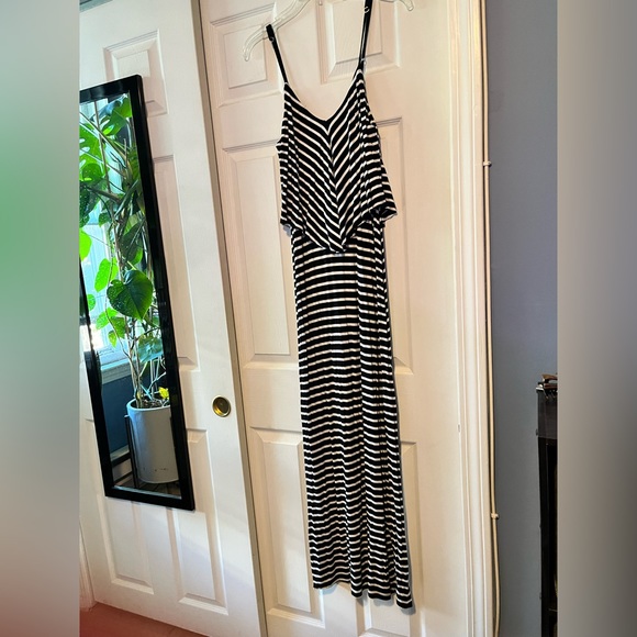 Black and white striped maxi camisole dress - Picture 1 of 1